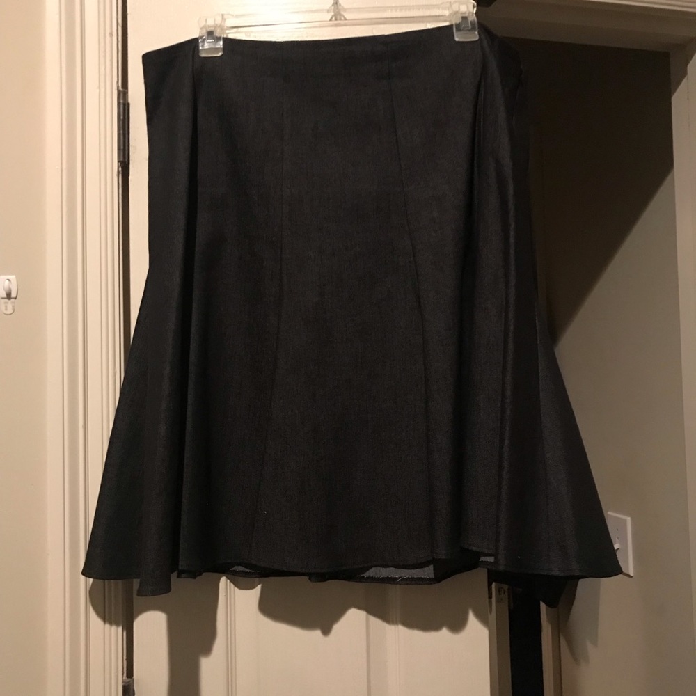 Black denim flare skirt
